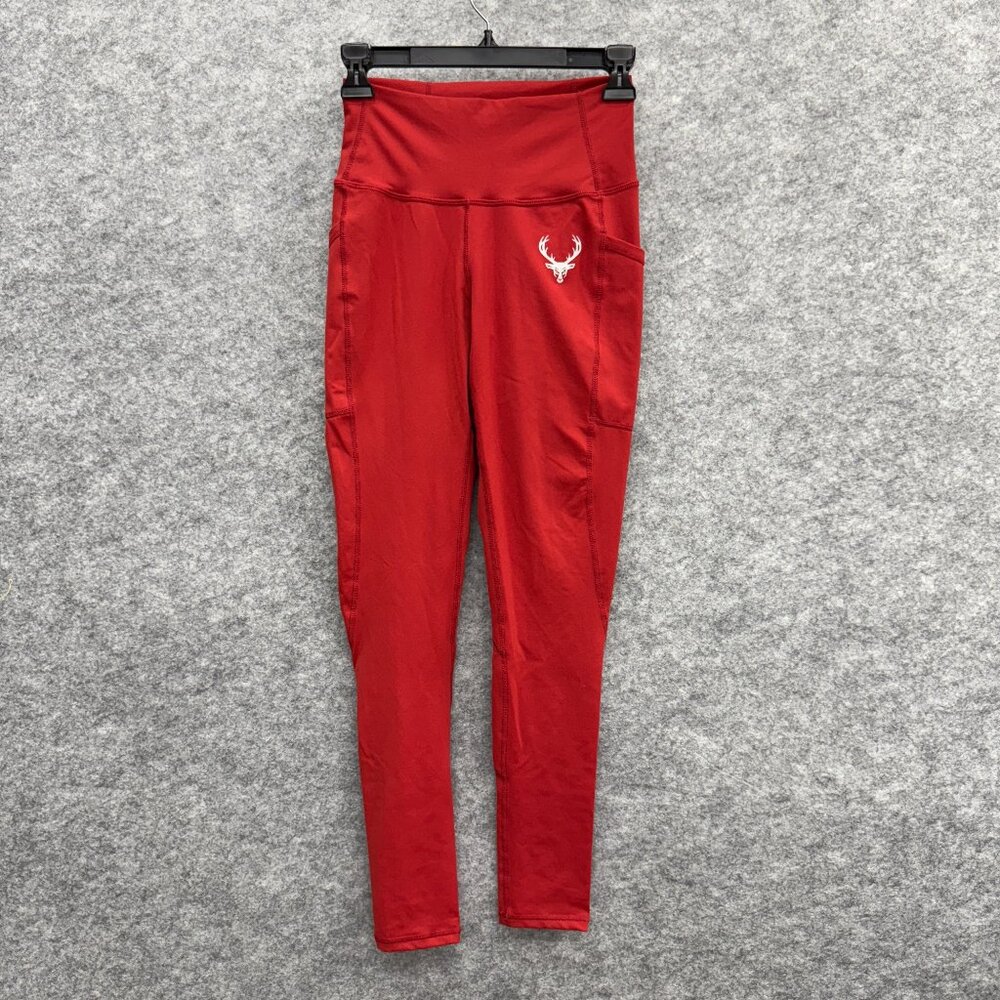 BUCKEDUP Women's Activewear Stretch Leggings Fitness Yoga, Red, Size S